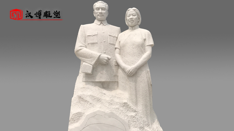 漢白玉雕像_古代人物石雕像_大型石雕定制_曹操人物雕像_劉備石雕像