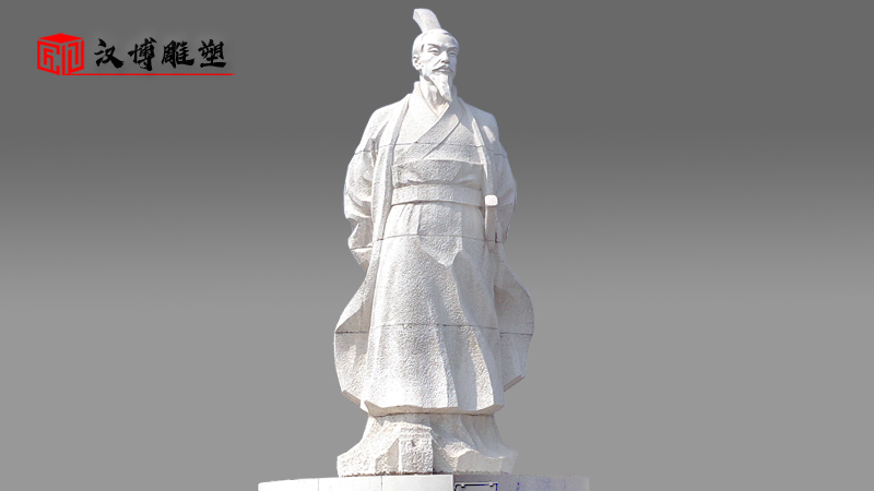 漢白玉雕像_古代人物石雕像_大型石雕定制_曹操人物雕像_劉備石雕像