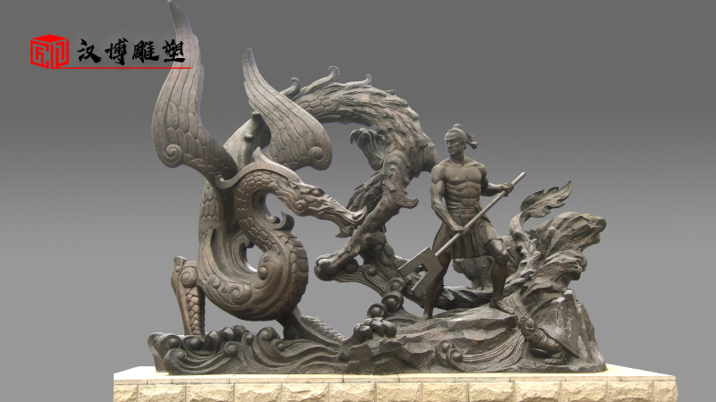 騎馬人物雕像_大禹治水雕塑_大型雕塑定制_神話人物雕塑_人物雕塑定制
